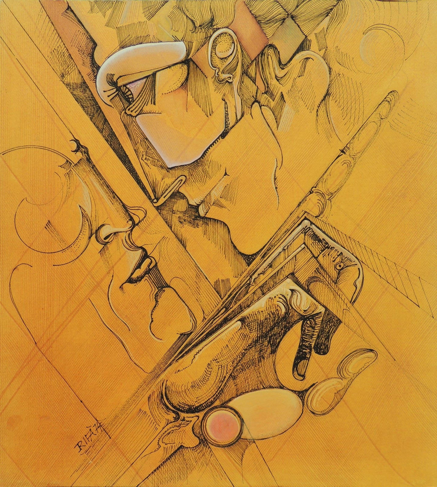 Dibujo original de Joan Rifà - Mirada arte contemporáneo en Gaudifond retrato hombre y mujer