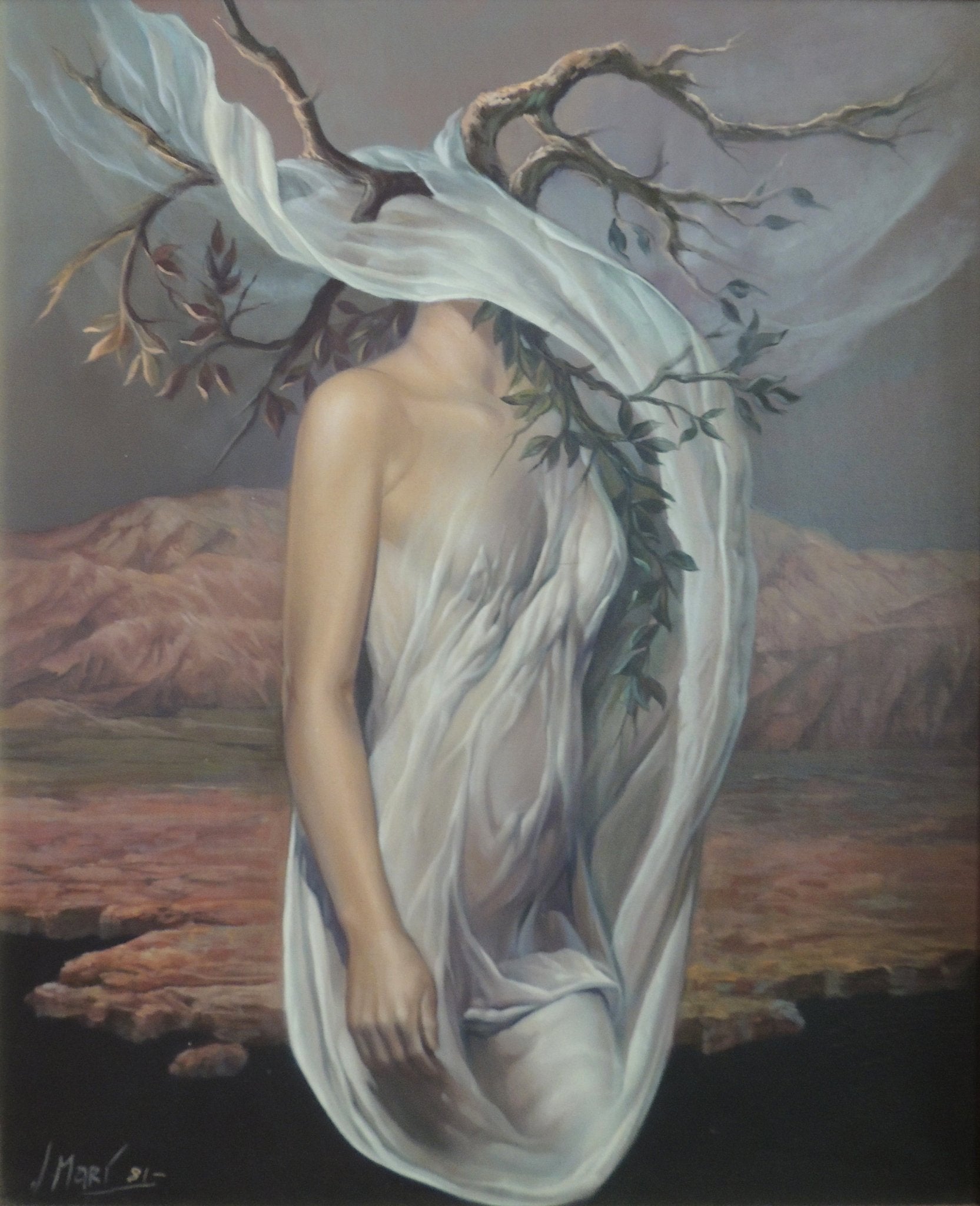 cuadro original de vendor José Marí Llobet - Desnudo femenino con árbol arte contemporáneo en Gaudifond