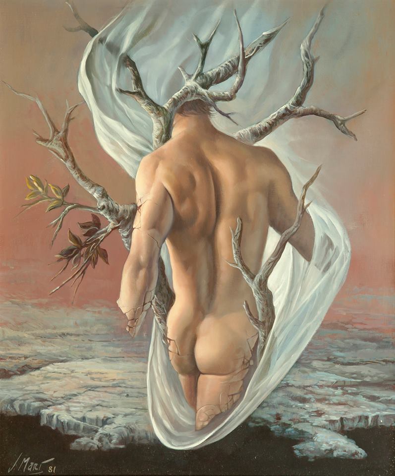 cuadro original de vendor José Marí Llobet - Desnudo masculino con árbol arte contemporáneo en Gaudifond