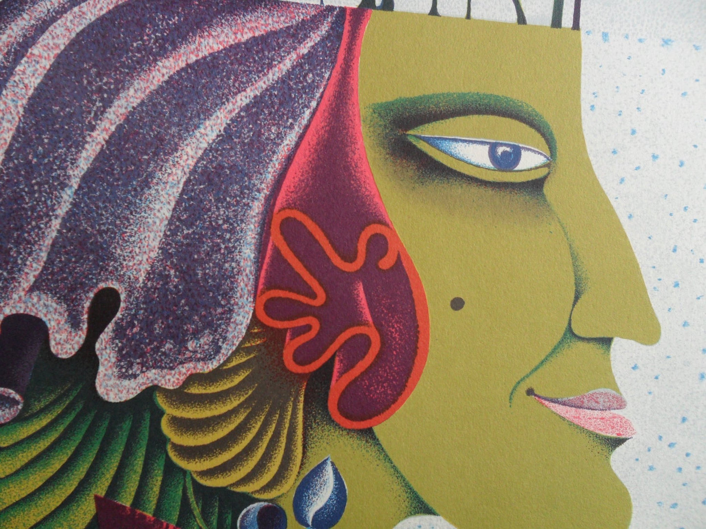 Josep Maria Rovira-Brull Cabeza vegetal litografía surrealista firmada y numerada con figura femenina y elementos botánicos detalle rostro