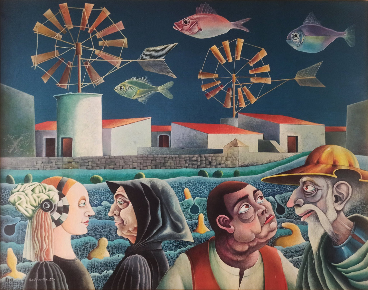 cuadro original de vendor Josep Maria Rovira - Brull - Dulci y Quixote son novios arte contemporáneo en Gaudifond