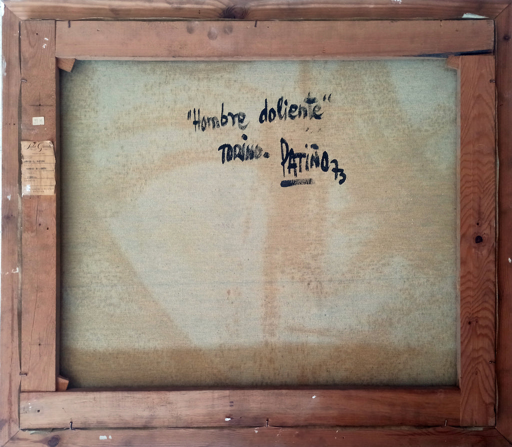 Antonio Patiño cuadro surrealista Hombre rojo Gaudifond reverso