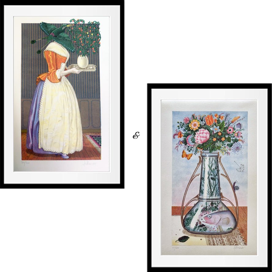 cuadro original de vendor Lote de dos obras: Gervasio Gallardo - Camarera y Jarrón de flores arte contemporáneo en Gaudifond