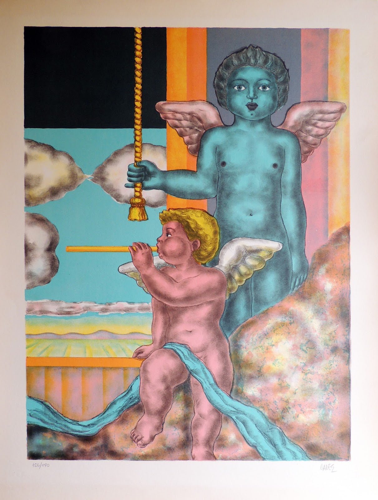 cuadro original de vendor Lote de dos obras: José Canes Solé - Ángeles y L'esprit souffle où il veut arte contemporáneo en Gaudifond