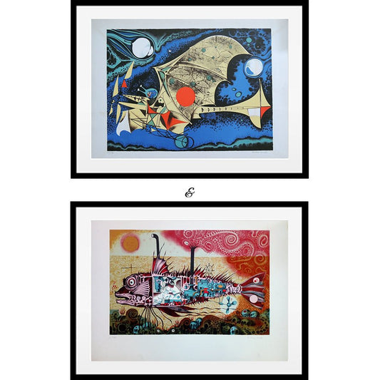 cuadro original de vendor Lote de dos obras: Josep Maria Rovira - Brull - El Avión y Peix arte contemporáneo en Gaudifond