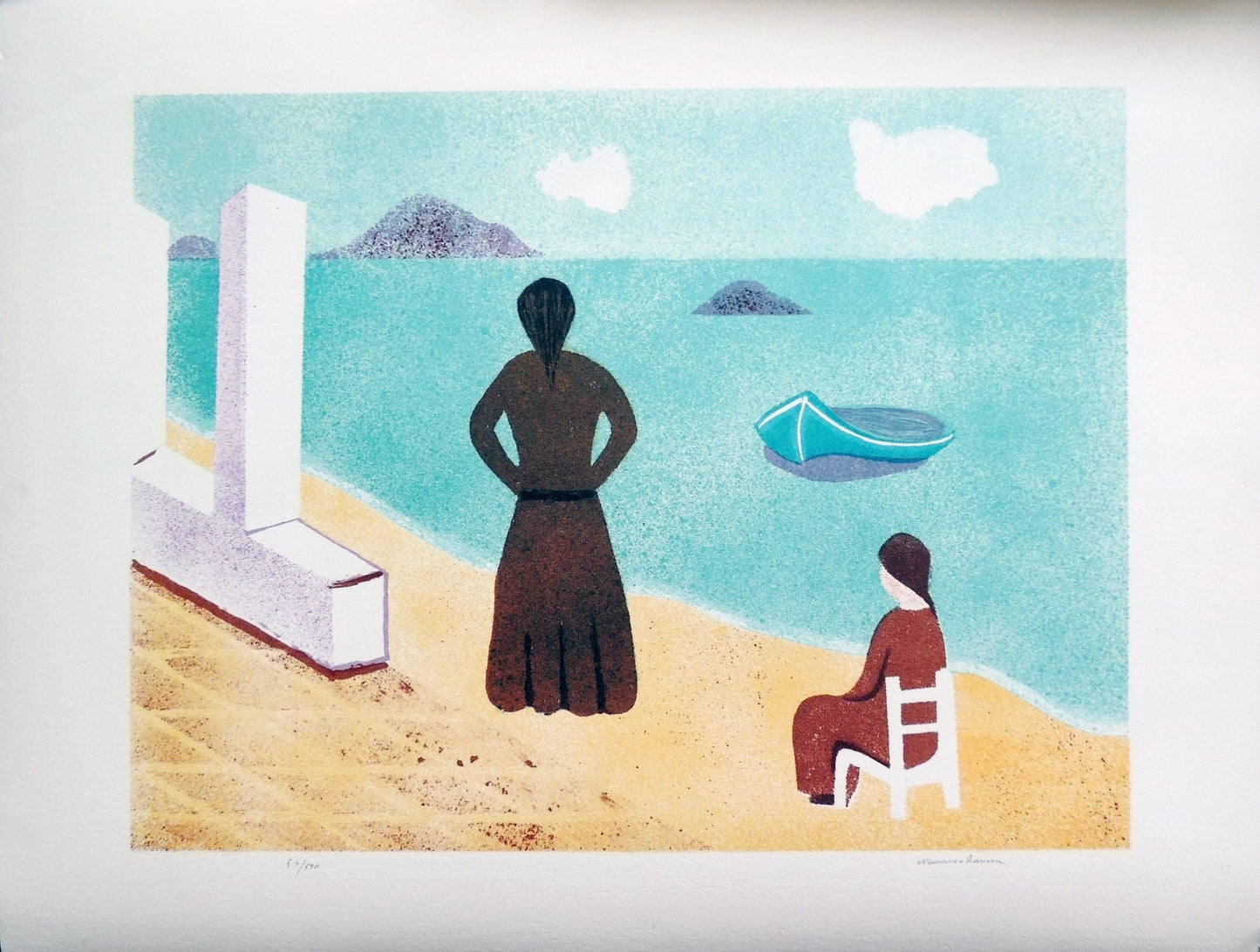 cuadro original de vendor Lote de dos obras: Juan Navarro Ramón - Maternidad y La espera arte contemporáneo en Gaudifond