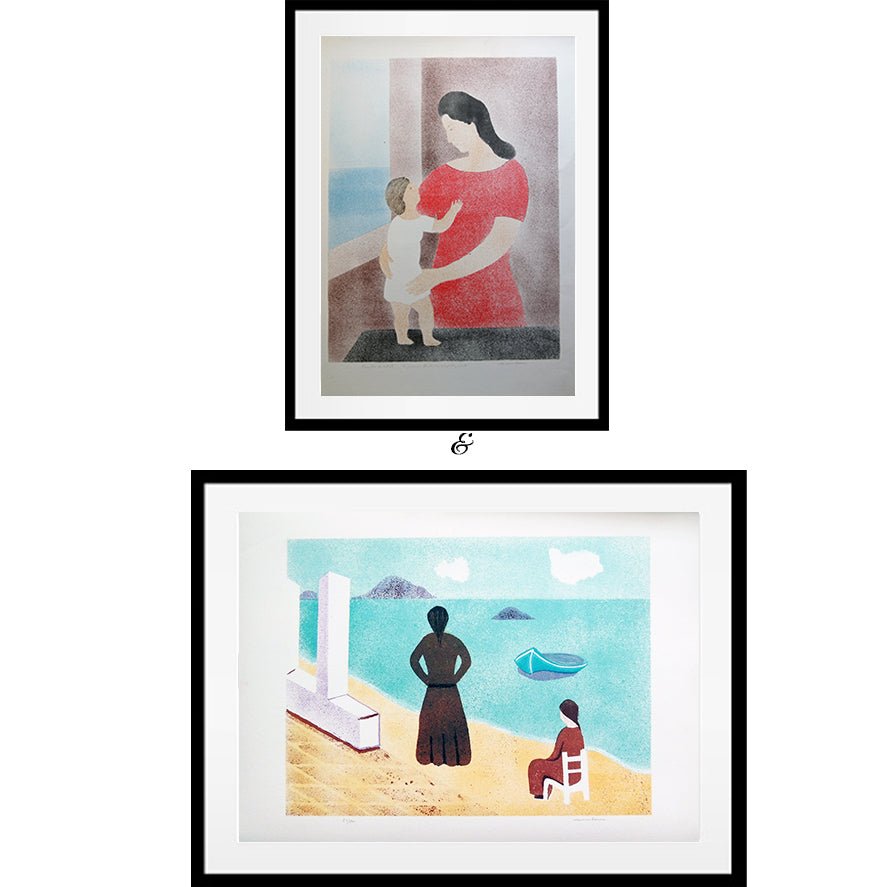 cuadro original de vendor Lote de dos obras: Juan Navarro Ramón - Maternidad y La espera arte contemporáneo en Gaudifond