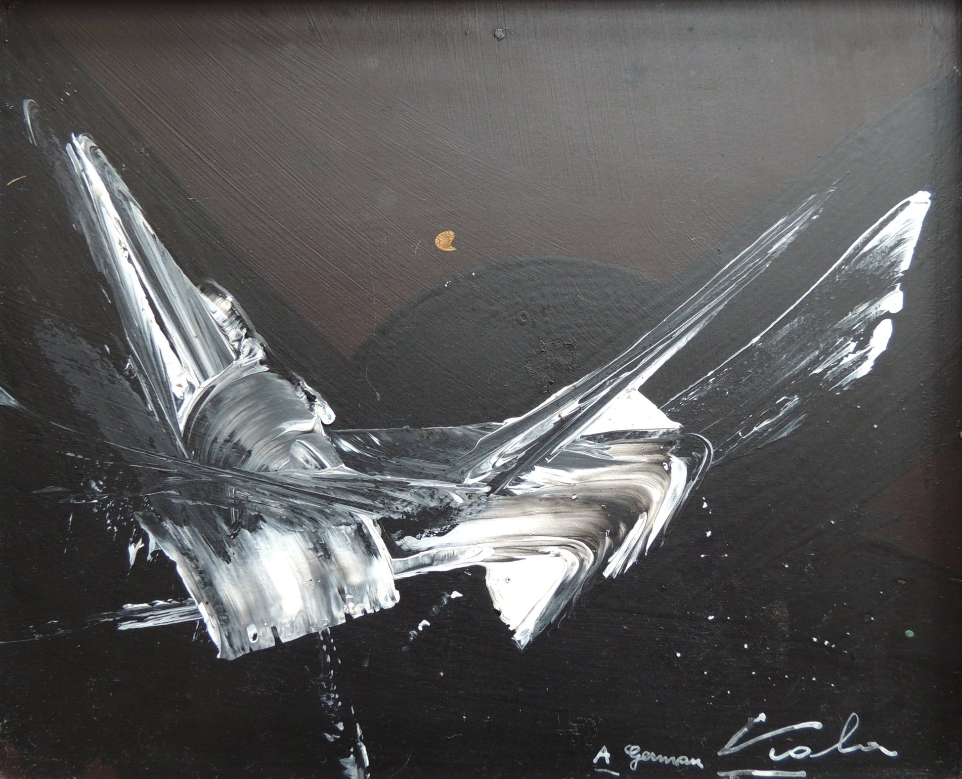 Manuel Viola pintura abstracta sin título informalismo, cromática oscura, gestualismo blanco