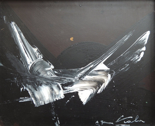 Manuel Viola pintura abstracta sin título informalismo, cromática oscura, gestualismo blanco
