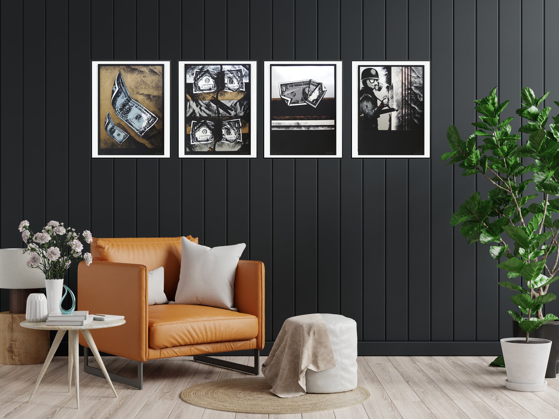 Decoración salón con serigrafía edición limitada Joan Miró Serie Dólar Gaudifond