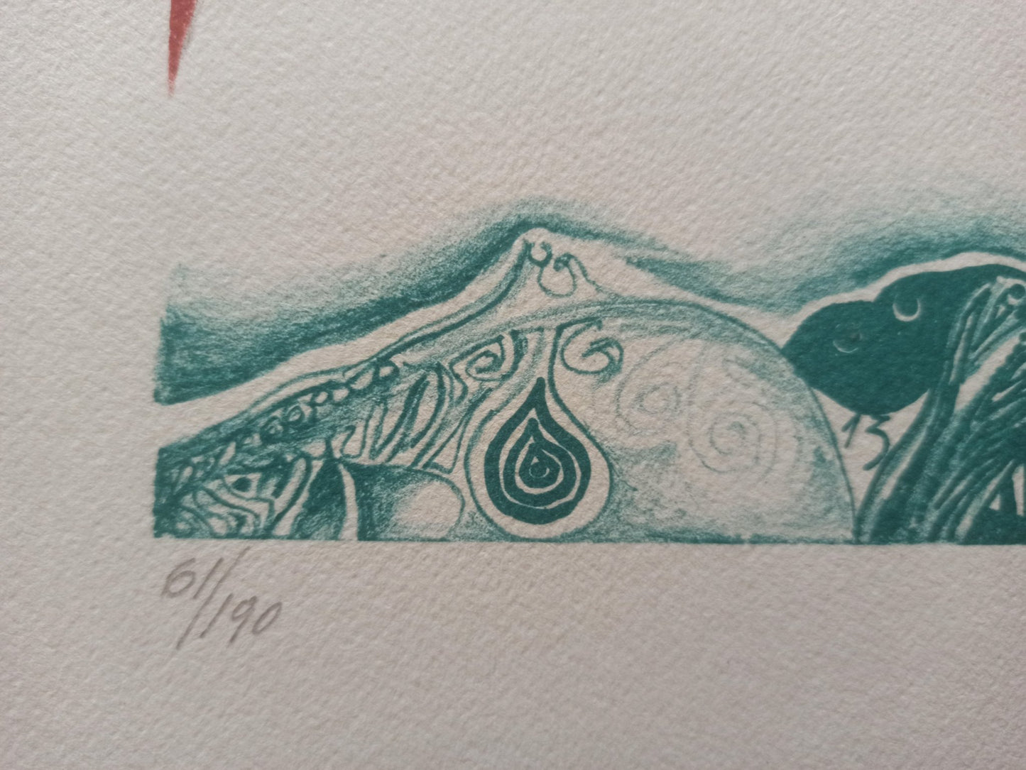 Litografia de Modest Cuixart Joven con sombrero, retrato expresionista de figura femenina justificada a mano