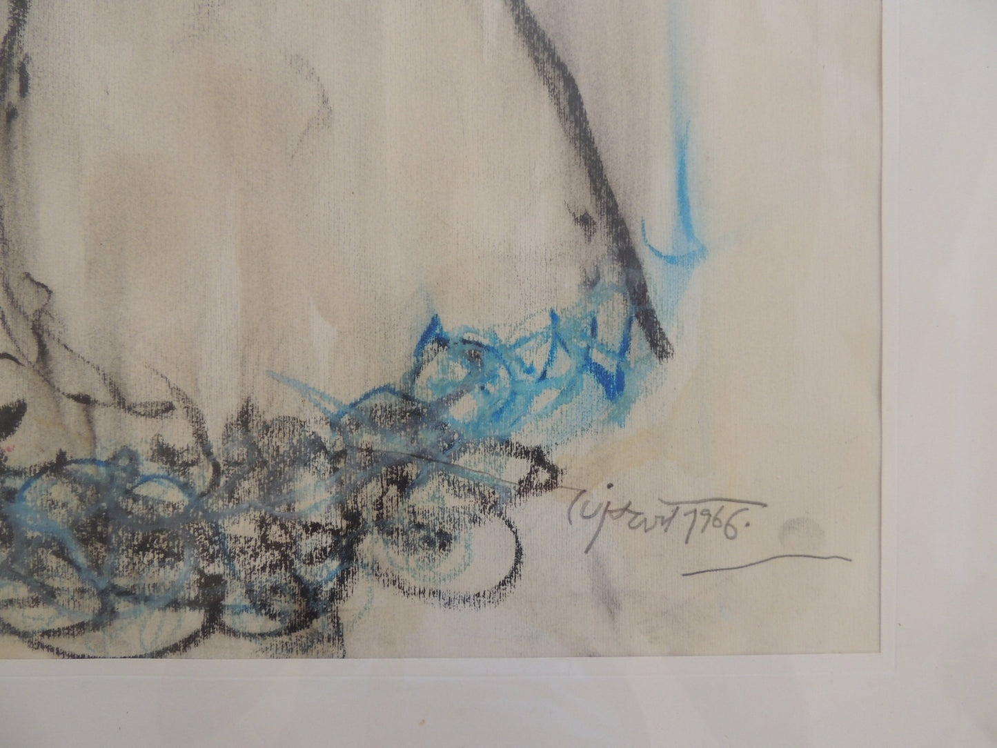 Modest Cuixart Retrato de mujer, figura femenina expresionista con estilo surrealista y vanguardia catalana, detalle firma y fecha