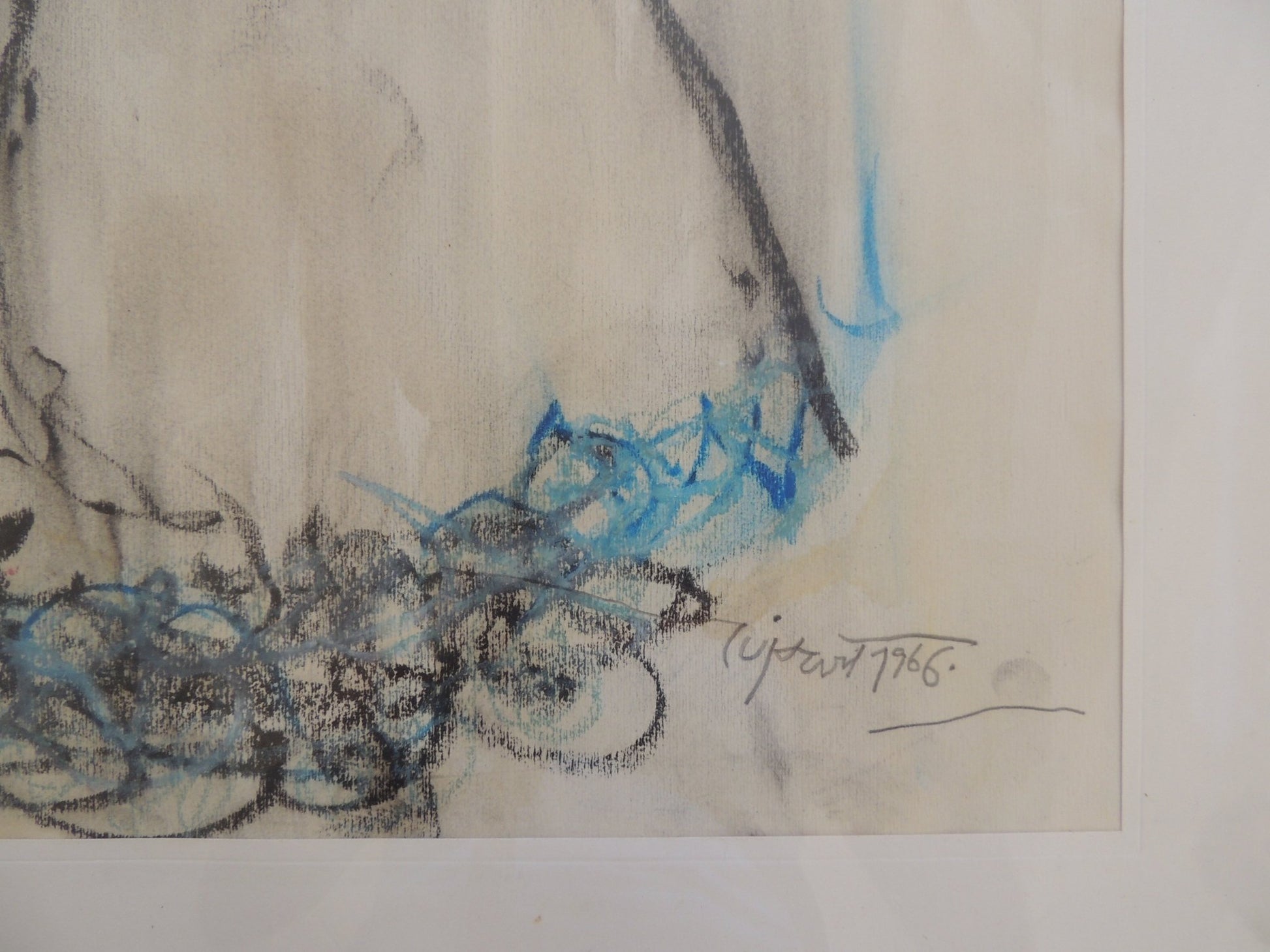 Modest Cuixart Retrato de mujer, figura femenina expresionista con estilo surrealista y vanguardia catalana, detalle firma y fecha