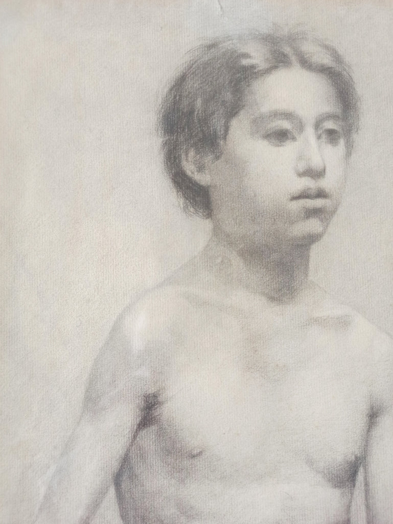 Pablo Picasso Torso de adolescente 1895 dibujo de retrato con carboncillo original concertificado
