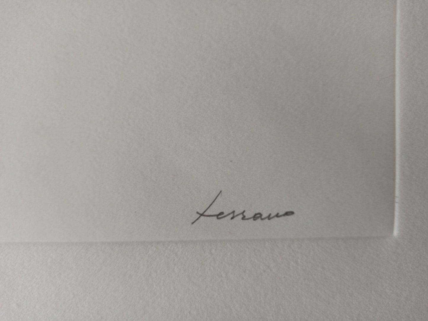 Aguafuerte de Pablo Serrano, Barra de Pan, obra gráfica original sobre el pan como símbolo de unión, amor y solidaridad en el arte contemporáneo español, detalle firma