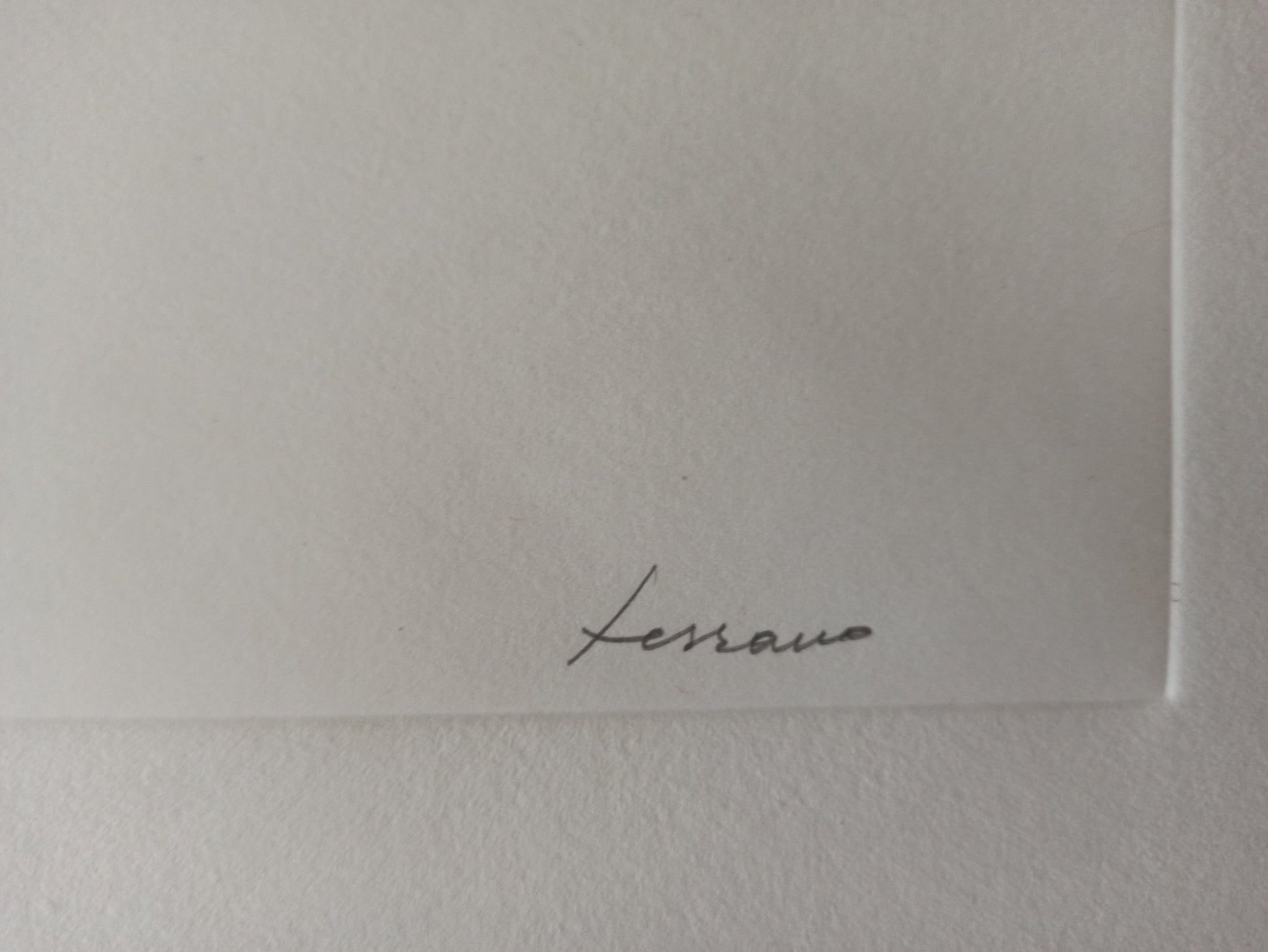 Aguafuerte de Pablo Serrano, Barra de Pan, obra gráfica original sobre el pan como símbolo de unión, amor y solidaridad en el arte contemporáneo español, detalle firma