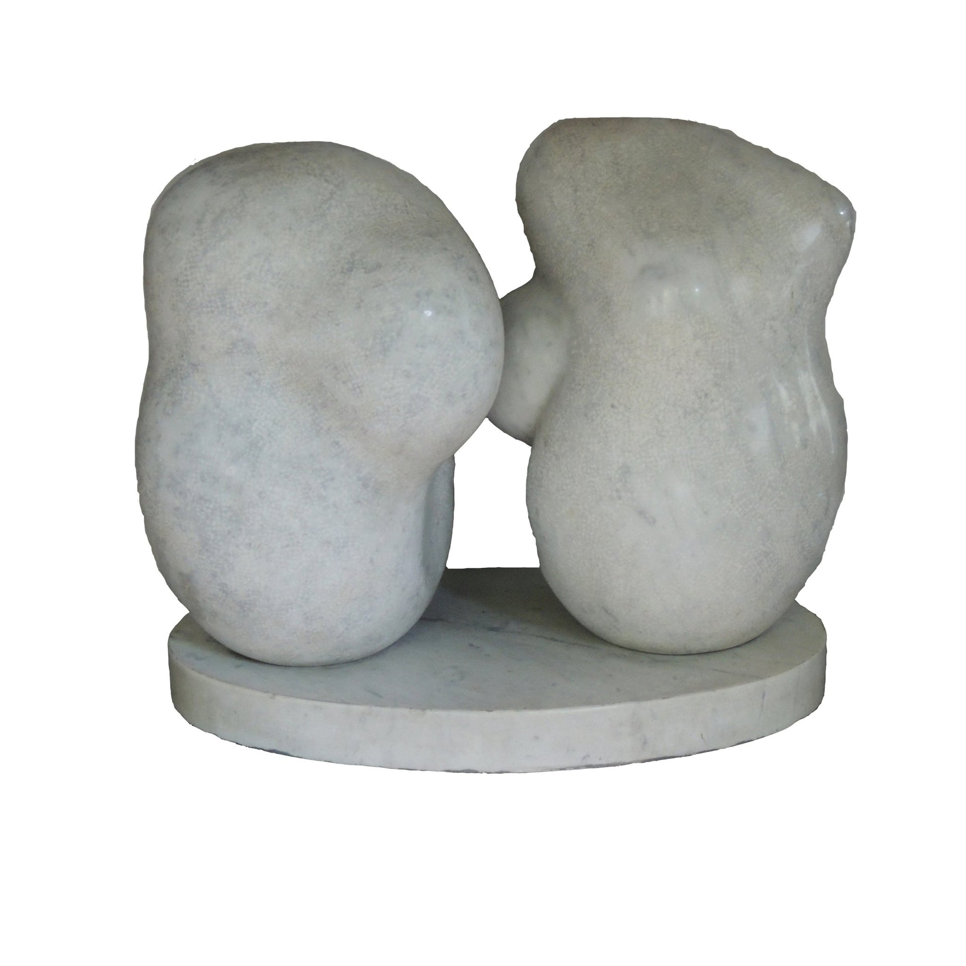 Escultura Unidad Yunta de Pablo Serrano (1971), obra en mármol blanco sobre la dualidad y la unión de formas en el arte contemporáneo español.