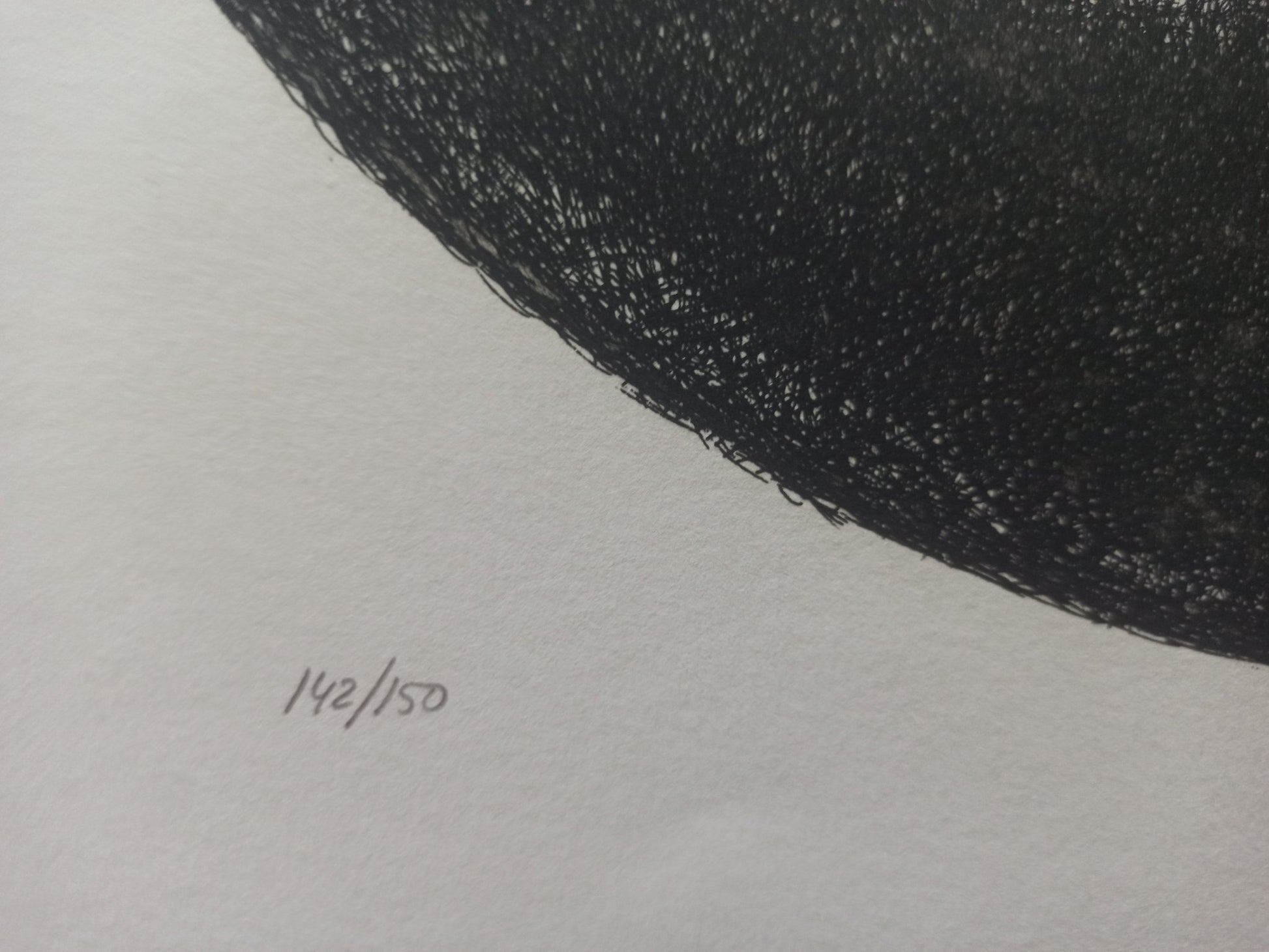 Aguafuerte de Pablo Serrano, Unidad-Yunta 2, obra gráfica original de arte contemporáneo español sobre la dualidad de fuerzas opuestas, detalle numeración