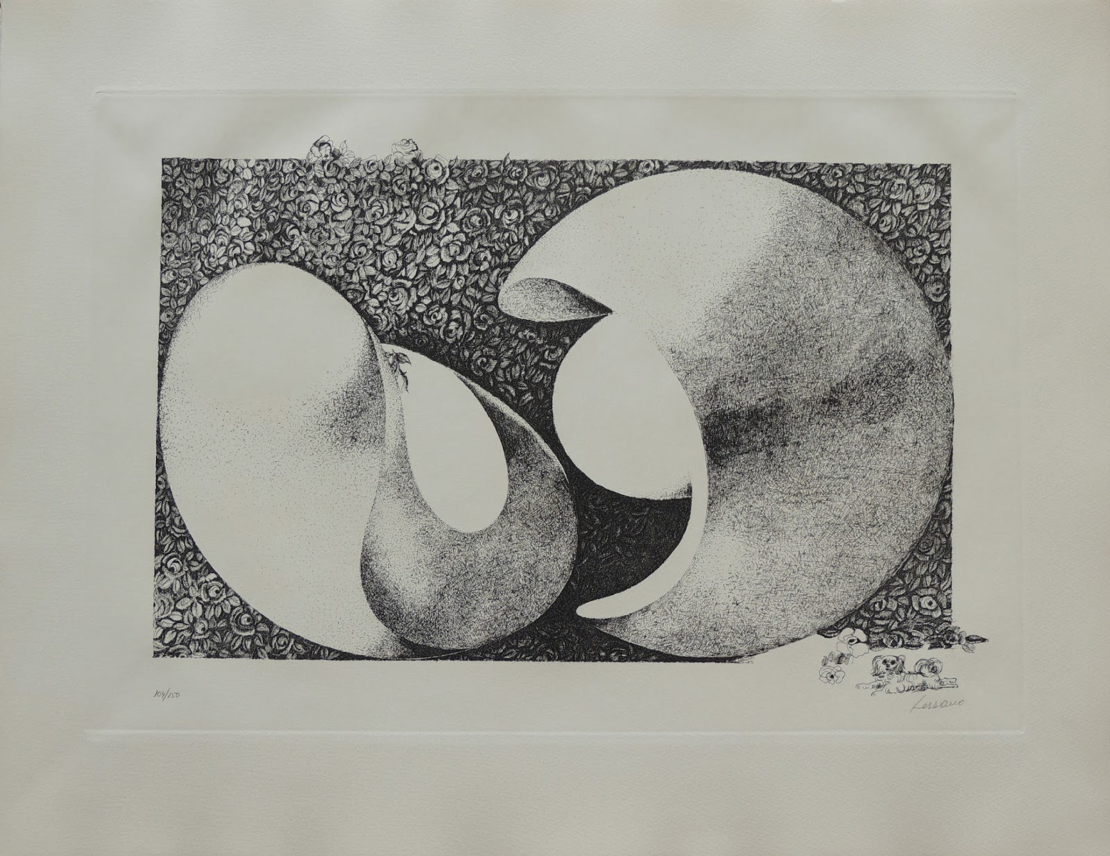 Aguafuerte de Pablo Serrano, Unidad-Yunta, obra gráfica original sobre la dualidad de fuerzas opuestas, materia y espíritu, arte contemporáneo español