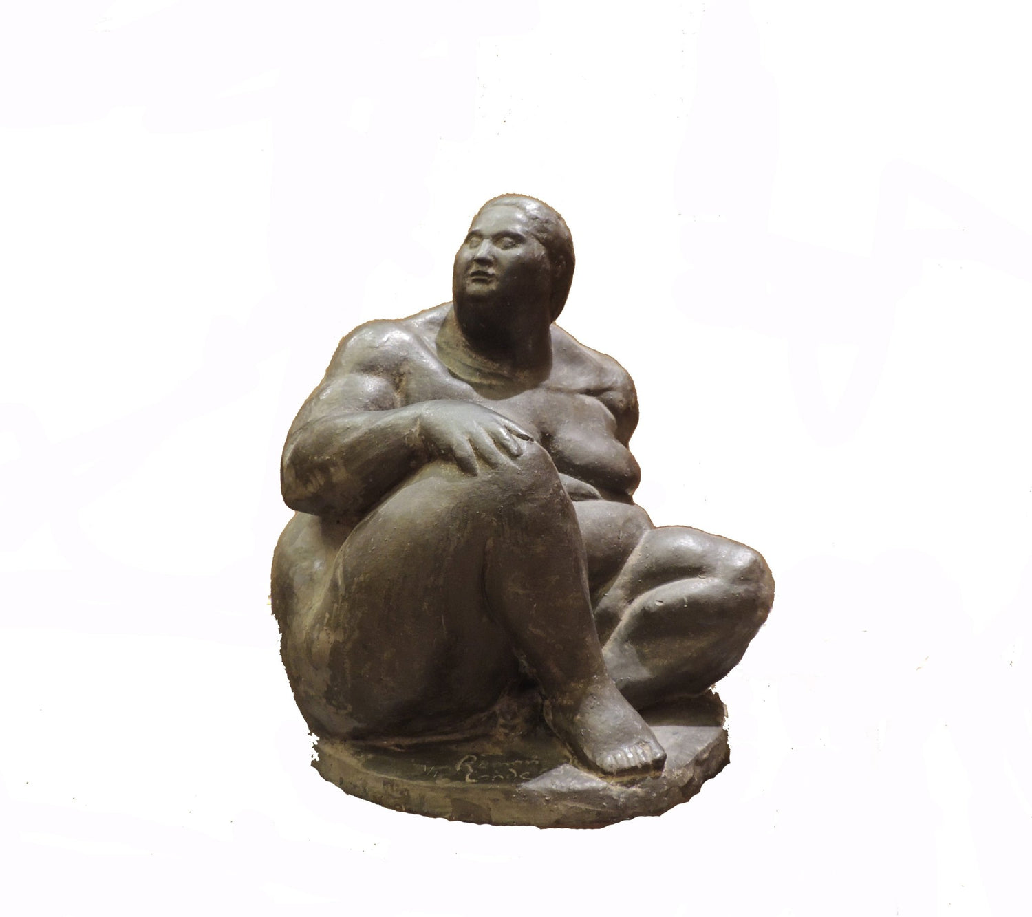 Escultura de bronce "Sentada" de Ramón Conde, figura femenina sentada en bronce de estilo figurativo contemporáneo.