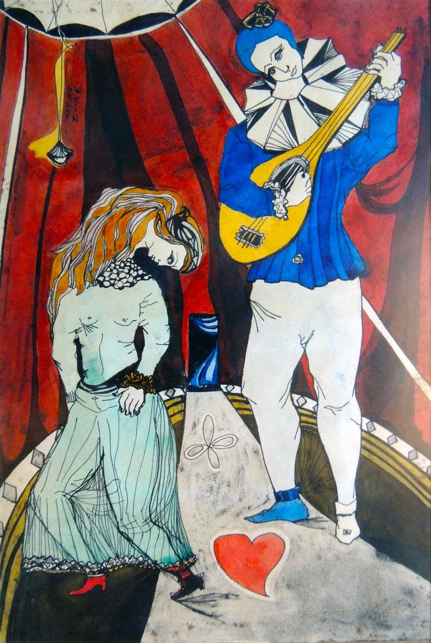 cuadro original de vendor Sally Weintraub - Gente de circo. Dibujo 18 arte contemporáneo en Gaudifond