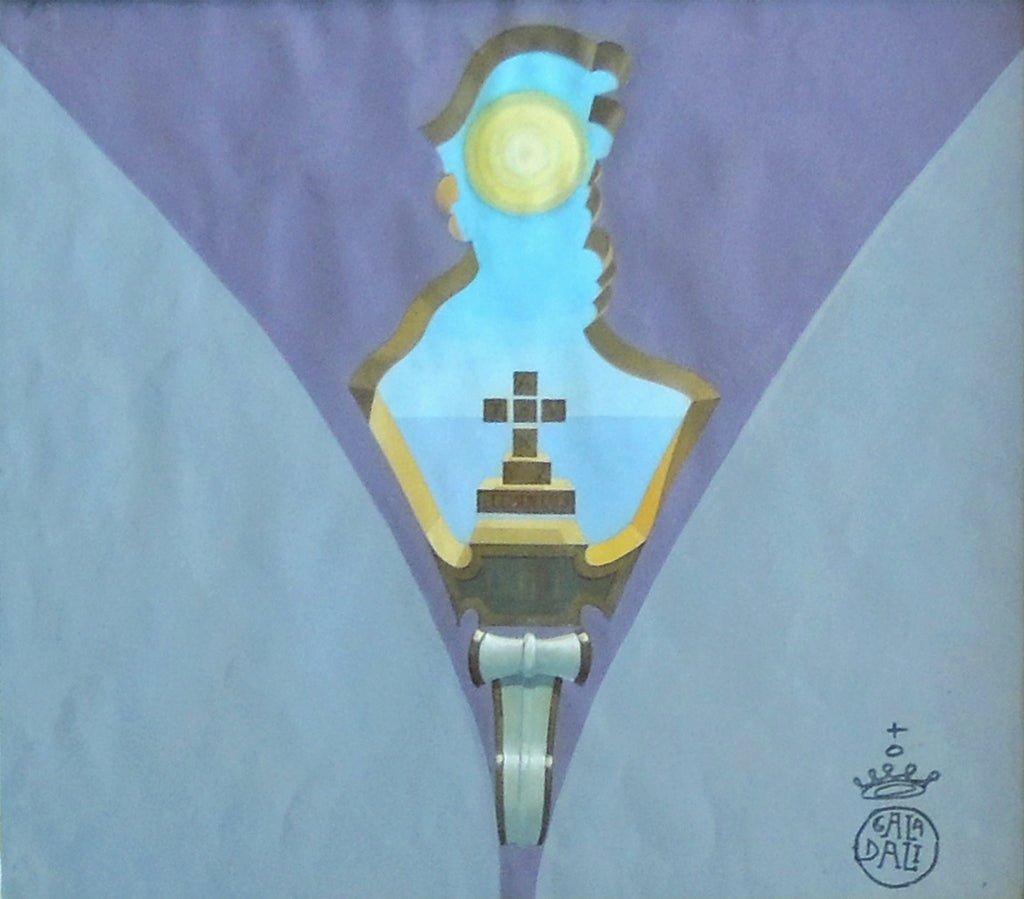 Salvador Dalí, Homenaje a Raimundo Llull, gouache original surrealista 52x59 cm con certificados de autenticidad